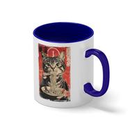Vintage Cat Eating Ramen Coffee Mug - Funny Japanese Noodles Ceramic Cup - Retro Foodie Gift Blanc tasse de café avec le bleu et poignée Rim Mug