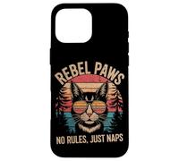 Vintage Cat Rebel Paws No Rules Coque pour iPhone 16 Pro Max
