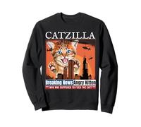 Vintage Catzilla Breaking News, Amour drôle de Chat de Sweatshirt