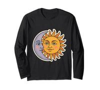 Vintage Céleste Lune et Soleil Rétro Cosmique Esthétique Manche Longue