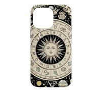 Vintage Celestial Navigation Astrologie Zodiaque Soleil Lune Étoiles Coque pour iPhone 14 Pro Max