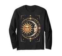 Vintage Celestial Sun Moon Spiritual Harmony Manche Longue