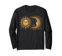 Vintage Celestial Sun Moon Spiritual Harmony Manche Longue