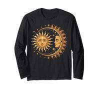 Vintage Celestial Sun Moon Spiritual Harmony Manche Longue