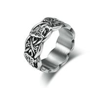 Vintage Celtic Wolf Eternal Knot Titane Acier Bague Bague en acier inoxydable Bijoux à la main tendance