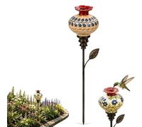 Vintage Ceramic Hummingbird Feeder Garden Stake, Decorative Feeder (#B) | Vintage Ceramic Hummingbird Feeders for Outdoors Garden Ornament, Easy Push-In Installation for Yard, Patio & Flower Beds