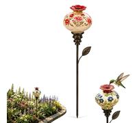 Vintage Ceramic Hummingbird Feeder Garden Stake, Decorative Feeder (#C) | Vintage Ceramic Hummingbird Feeders for Outdoors Garden Ornament, Easy Push-In Installation for Yard, Patio & Flower Beds
