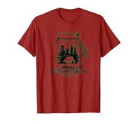 Vintage Chamonix, France Souvenir T-Shirt, Homme, Canneberge, M