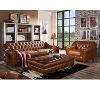 Vintage Chesterfield Sofagarnitur Couch Polster Sofa Leder 3+1 Sitzer Set 2tlg.