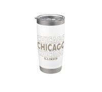 Vintage Chicago Illinois Gobelet isotherme en acier inoxydable double paroi