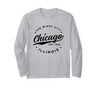 Vintage Chicago Windy City Illinois Noir Manche Longue