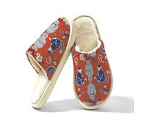 Vintage Chinoiserie Singe Fleur Pantoufles Femme Mousse à Mémoire de Forme Chaussures Maison | Chaussures à enfiler en fausse fourrure chaude pour femme
