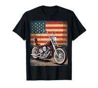Vintage Chopper Motorcycle with American Freedom Vibe T-Shirt