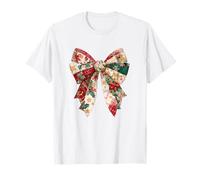 Vintage Christmas Bow Patchwork Old Fashioned T-Shirt