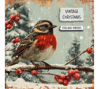 Vintage Christmas Collage Papers: 50 Winter Nature Pages of Retro Mixed Media Art & Backgrounds for Junk Journals, Scrapbook, Decoupage, Card Making & Paper Crafts