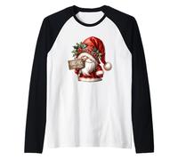 Vintage Christmas GNOME for Women Men and Kids Cute Santa Manche Raglan