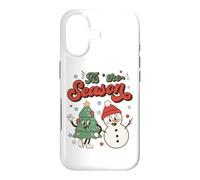 Vintage Christmas Tis The Season Christmas Tree Snowman Coque pour iPhone 17