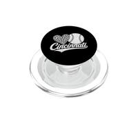 Vintage Cincinnati Baseball Leopard Heart Baseball Fans PopSockets PopGrip pour MagSafe