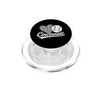 Vintage Cincinnati Baseball Leopard Heart Baseball Fans PopSockets PopGrip pour MagSafe