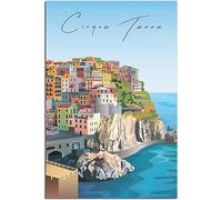 Vintage Cinque Terre Art Imprimer Rétro Mur Art Toile Affiche Chambre Décoration Accueil Décoration Sans cadre 60x90cm