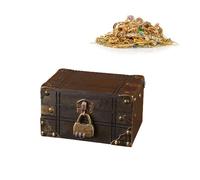 Vintage Coffre au Trésor en Bois,Coffre Trésor Rétro Coffre Fort Enfant au Trésor de Pirate avec Serrure à Combinaison Petite Boite en Bois Rangement en Bois et Décoration,Tirelire,Cadeau Fait Main