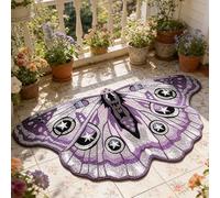 Vintage Colorful Butterfly Print Rug,Irregular Butterfly Moth Shaped Area Rug,Absorbent Quick-Dry Non-Slip Carpet,for Living Room Bedroom Bathroom Entryway Home Kitchen Decor
