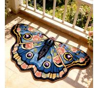 Vintage Colorful Butterfly Print Rug, Irregular Butterfly Moth Shaped Area Rug, Soft Washable Mat, Carpet for Living Room Bedroom Bathroom Entryway Home Decor (Multicoloured, 80x150cm(31"x59"))