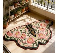 Vintage Colorful Butterfly Print Rug, Irregular Butterfly Moth Shaped Area Rug, Soft Washable Mat, Carpet for Living Room Bedroom Bathroom Entryway Home Decor (Rose, 80x150cm(31"x59"))