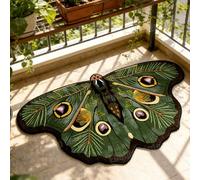 Vintage Colorful Butterfly Print Rug, Irregular Butterfly Moth Shaped Area Rug, Soft Washable Mat, Carpet for Living Room Bedroom Bathroom Entryway Home Decor (Dark Green, 80x150cm(31"x59"))