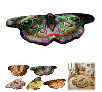 Vintage Colorful Butterfly Print Rug,Irregular Butterfly Moth Shaped Area Rug,Soft Washable Non-Slip Faux Wool Mat,Absorbent Carpet for Living Room Bedroom Bath (Purple, 40x70cm/15.74x27.55in)