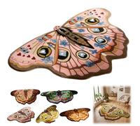 Vintage Colorful Butterfly Print Rug,Irregular Butterfly Moth Shaped Area Rug,Soft Washable Non-Slip Faux Wool Mat,Absorbent Carpet for Living Room Bedroom Bath (Light Pink, 40x70cm/15.74x27.55in)