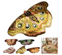 Vintage Colorful Butterfly Print Rug,Irregular Butterfly Moth Shaped Area Rug,Soft Washable Non-Slip Faux Wool Mat,Absorbent Carpet for Living Room Bedroom Bath (Green, 60x100cm/23.62x39.37in)