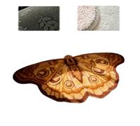 Vintage Colorful Butterfly Print Rug,Irregular Butterfly Moth Shaped Area Rug,Whimsical 3D Fluffy Butterflys Shaped Mat,Creative Print Aesthetic Moth Area Carpet for Entryway Decor (Yellow, 50*90cm)