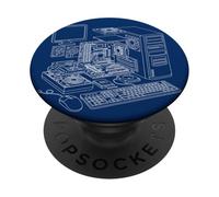Vintage Computer PC Expanded View IT Diagram Graphic PopSockets PopGrip Adhésif