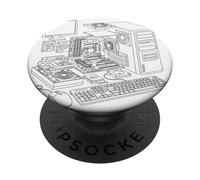 Vintage Computer PC Expanded View IT Diagram Graphic PopSockets PopGrip Adhésif