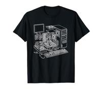 Vintage Computer PC Expanded View IT Diagram Graphic T-Shirt
