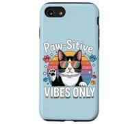 Vintage Cool Cat Paw-sitive Vibes, Uniquement pour Les Amoureux des Chats Mignons Coque pour iPhone SE (2020) / 7/8