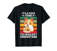 Vintage Corgi C'est Une Pizza, Je Pense Que Vous ne comprendriez Pas T-Shirt Graphique avec Valeur, Homme, Noir, L