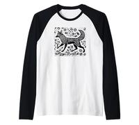 Vintage Cottagecore Folk Art Fox Linogravure Manche Raglan