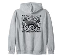 Vintage Cottagecore Folk Art Fox Linogravure Sweat à Capuche