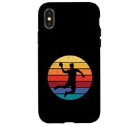 Vintage Coucher de Soleil Joueur de Handball Lancer Shot Retro Sport Coque pour iPhone X/XS