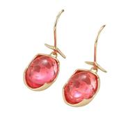 Vintage Couleur Or Ovale incrusté de Pierres Roses Boucles d’Oreilles pour Femmes Classique Simple fête Boucles d’Oreilles Bijoux