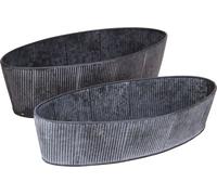 Vintage Coupe en métal Ovale Noir Gris, Lot de 2
