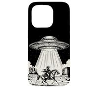 Vintage Cowboy OVNI Space Ship Western Desert Scene Retro Coque pour iPhone 15 Pro