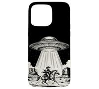 Vintage Cowboy OVNI Space Ship Western Desert Scene Retro Coque pour iPhone 15 Pro Max