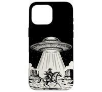 Vintage Cowboy OVNI Space Ship Western Desert Scene Retro Coque pour iPhone 16 Pro Max