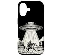Vintage Cowboy OVNI Space Ship Western Desert Scene Retro Coque pour iPhone 17