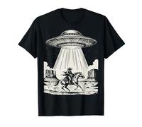 Vintage Cowboy OVNI Space Ship Western Desert Scene Retro T-Shirt