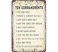 Vintage Cowboy Ten Commandments Plaque West Scripture 8x12 Inch | Sturdy metal sheet with timeless design presenting divine commandments for clergy members