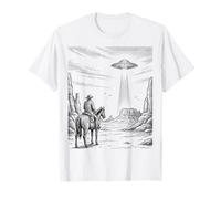 Vintage Cowboy UFO Encounter Retro Western Desert Country T-Shirt